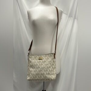 Michael Kors Cream & Brown Jet Set Crossbody Messenger Bag